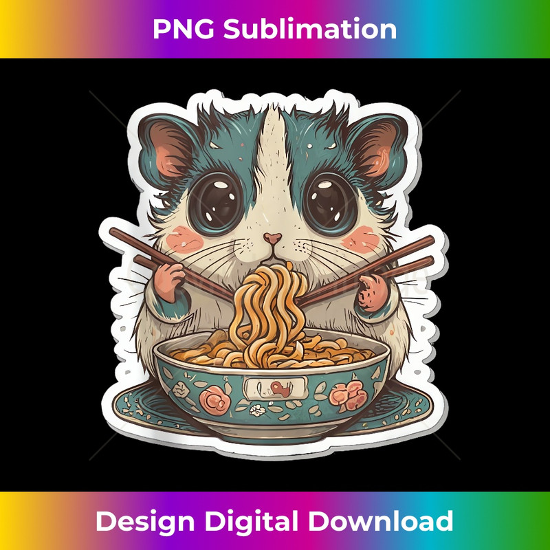 Cute hamster in blue, gray eats ramen noodles chopsticks Tank Top - Classic Sublimation PNG File - Craft with Boldness and Assurance