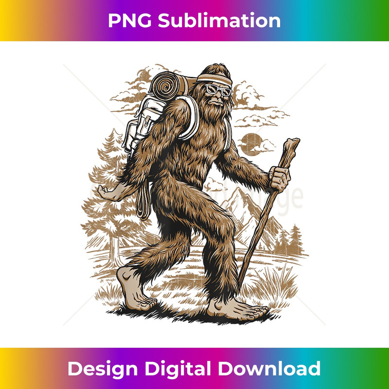Funny Bigfoot Sasquatch Hiker Hiking Retro Outdoor Camping - Eco-Friendly Sublimation PNG Download - Access the Spectrum of Sublimation Artistry