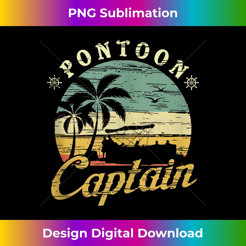 Pontoon Captain Shirt Vintage Retro Pontoon Boat Silhouette Tank Top - Innovative PNG Sublimation Design - Challenge Creative Boundaries