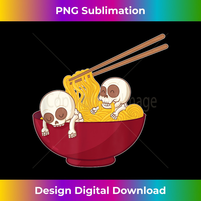 Kawaii Anime Japanese Ramen Noodles Skeleton Skull Gift - Luxe Sublimation PNG Download - Enhance Your Art with a Dash of Spice