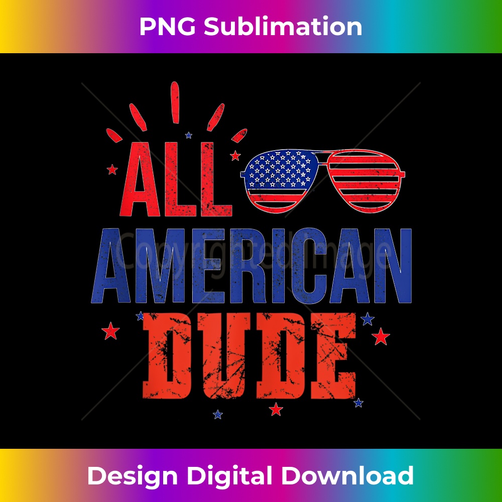 All American Dude 4th of July Boys Kids Sunglasses Family Tank Top - Luxe Sublimation PNG Download - Immerse in Creativity with Every Design