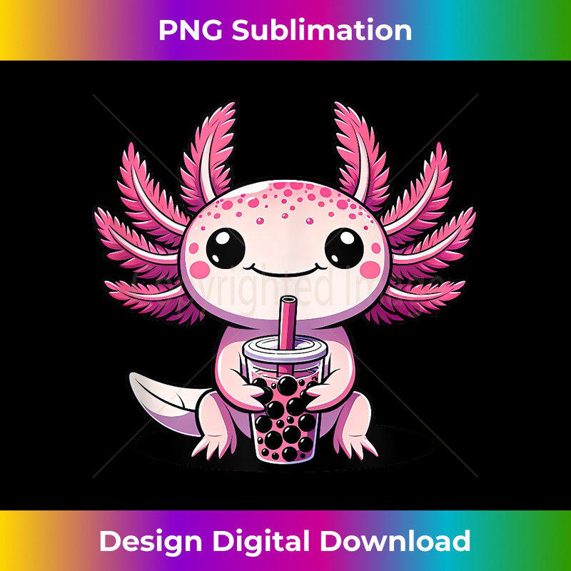 Anime Axolotl Bobalotl Kawaii Bubble Tea Lover Tank Top - Deluxe PNG Sublimation Download - Rapidly Innovate Your Artistic Vision