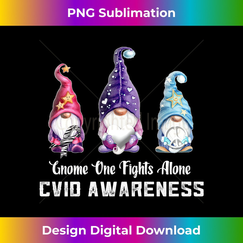 Gnome One Fights Alone CVID Awareness Long Sleeve - Luxe Sublimation PNG Download - Infuse Everyday with a Celebratory Spirit