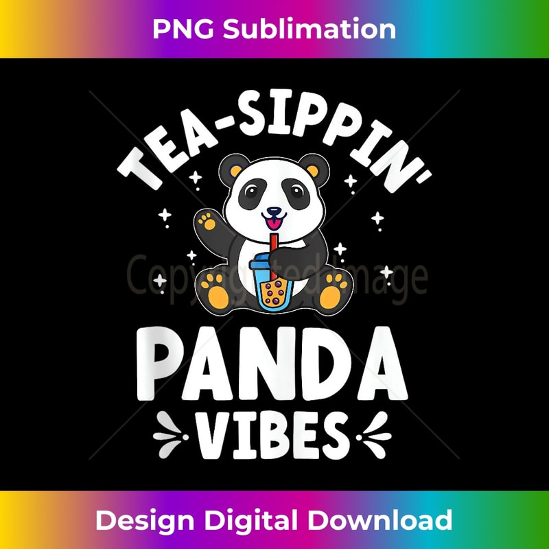 Funny Kawaii Cute Anime Panda Drinking Bubble Boba Tea Tank Top - Innovative PNG Sublimation Design - Infuse Everyday with a Celebratory Spirit