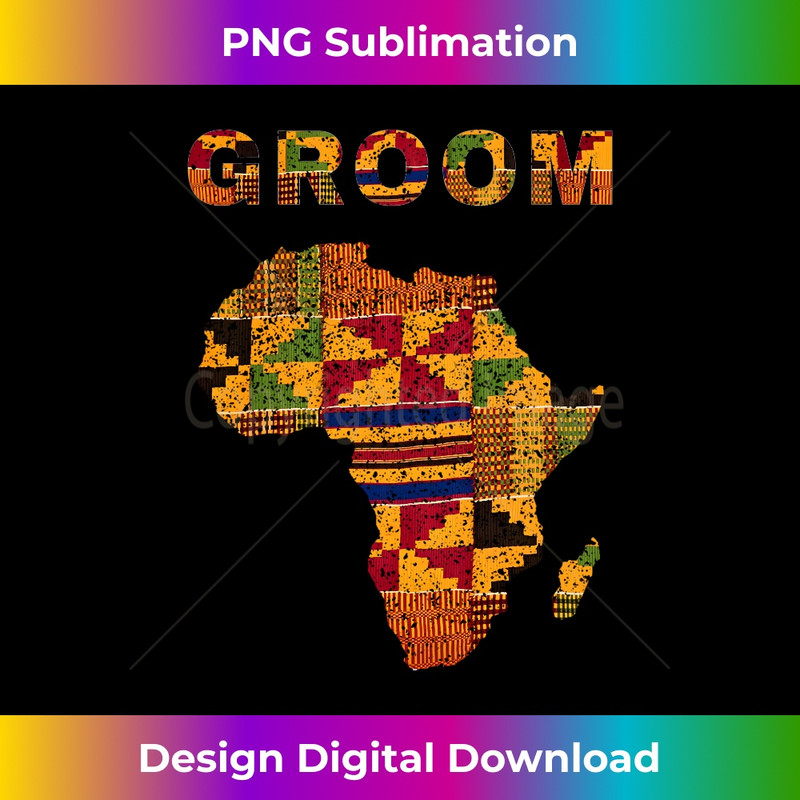 Afro Black Groom African Ghana Kente Cloth Wedding Matching Long Sleeve - Deluxe PNG Sublimation Download - Reimagine Your Sublimation Pieces