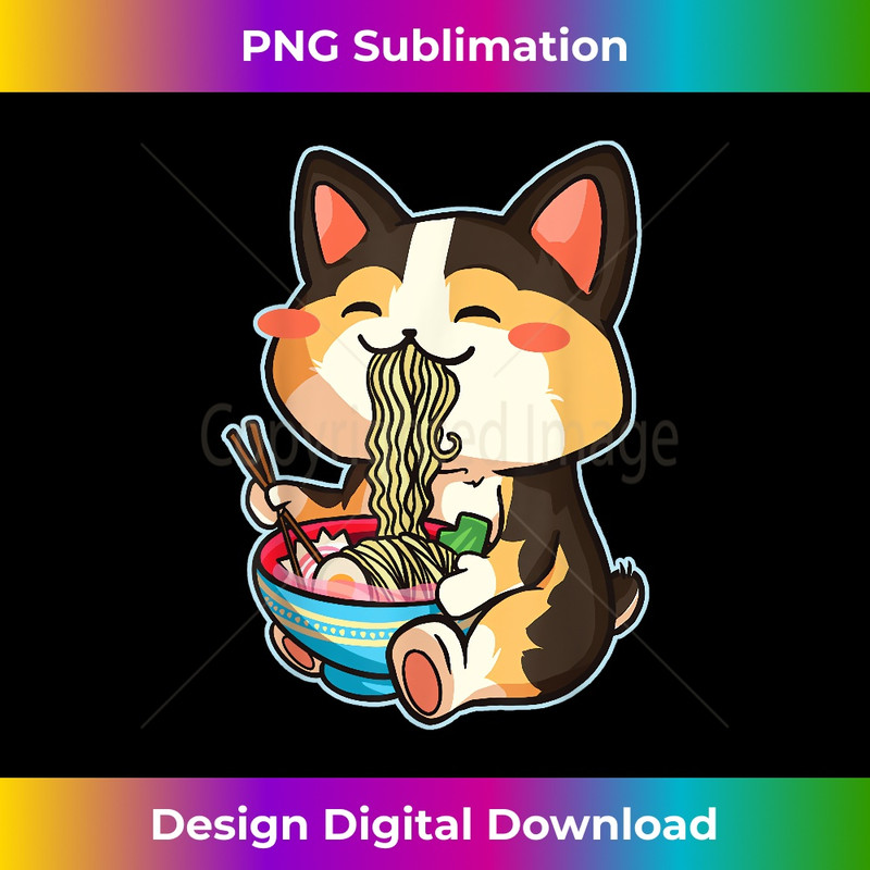 Cute Dog Corgi Eating Ramen - Otaku Manga Kawaii Corgi Anime - Sublimation-Optimized PNG File - Channel Your Creative Rebel