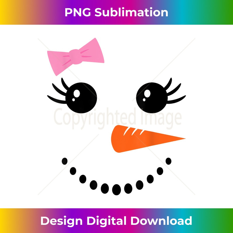 Snowman Girl Face With Bow For Girls Cute Christmas - Sublimation-Optimized PNG File - Lively and Captivating Visuals