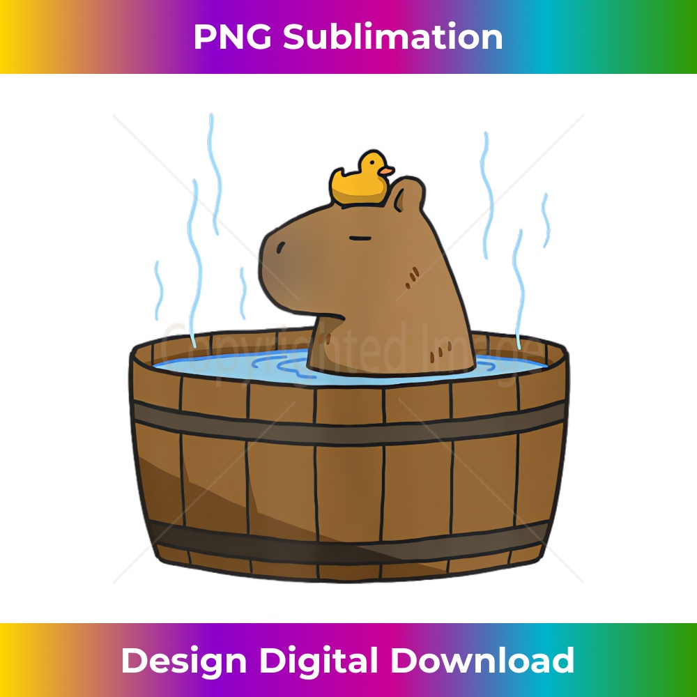 Cute Relaxing Capybara Chilling in Bath-Tube With Orange Tank Top - Sleek Sublimation PNG Download - Striking & Memorable Impressions
