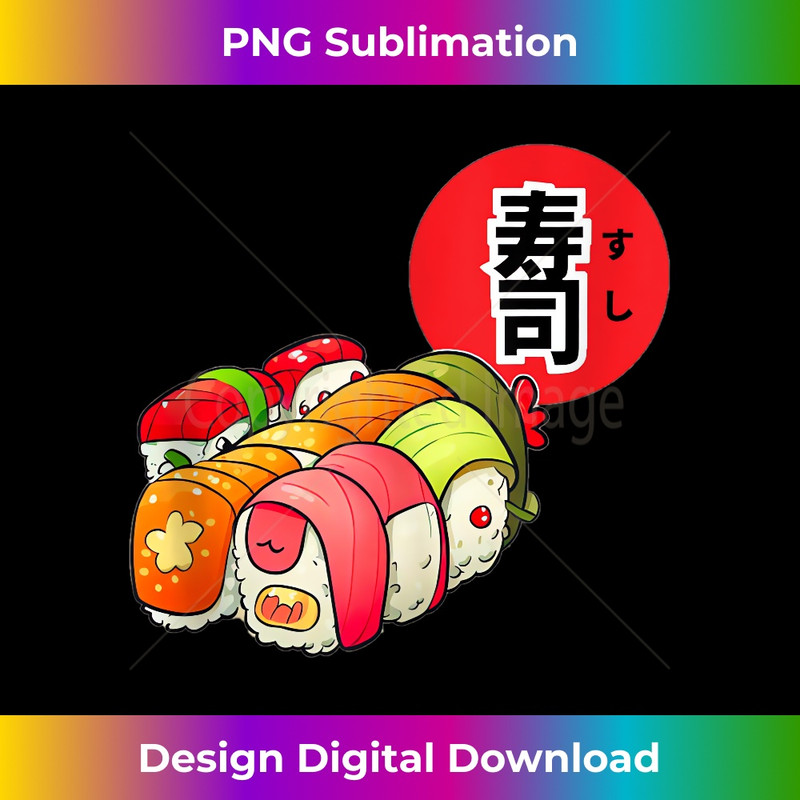 Cute Sushi Anime Cartoon Style Japanese Letters Tank Top - Chic Sublimation Digital Download - Craft with Boldness and Assurance