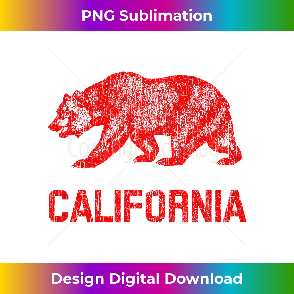 California Republic Flag Distressed Bear - Contemporary PNG Sublimation Design - Rapidly Innovate Your Artistic Vision