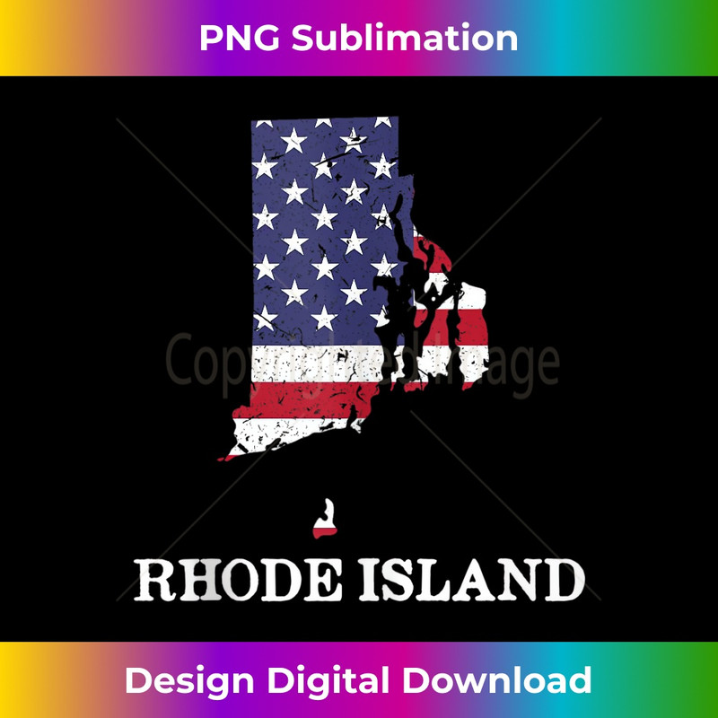 Rhode Island Map State American Flag Art 4th Of July Pride Tank Top - Eco-Friendly Sublimation PNG Download - Tailor-Made for Sublimation Craftsmanship