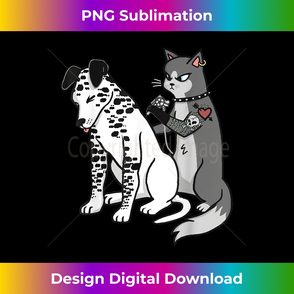 Tattoo Cat Inked Dalmatian Cartoon Funny Graphic - Luxe Sublimation PNG Download - Enhance Your Art with a Dash of Spice