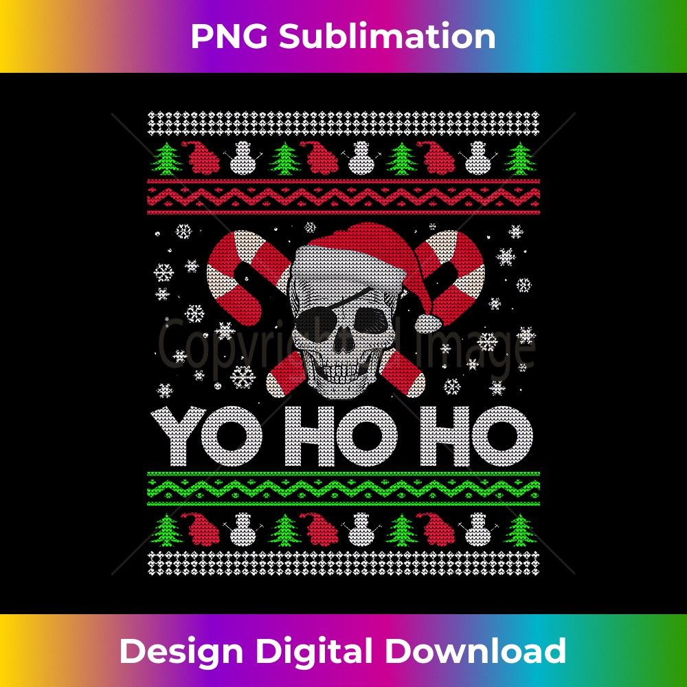 Ugly Christmas Santa Pirate Yo Ho Ho Long Sleeve - Minimalist Sublimation Digital File - Ideal for Imaginative Endeavors