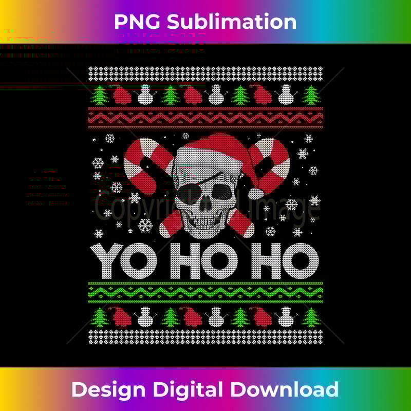 Ugly Christmas Santa Pirate Yo Ho Ho Long Sleeve - Minimalist Sublimation Digital File - Ideal for Imaginative Endeavors