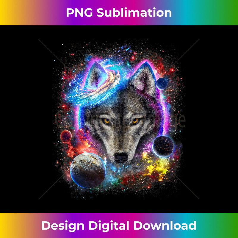Grey Wolf Face Swirl in Planetary Galaxy Space and Cosmos Tank Top - Crafted Sublimation Digital Download - Pioneer New Aesthetic Frontiers