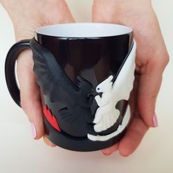 Night Fury and Cute Light Fury on Dragon Mug, Toothless Cup How to Train Your Dragon, Made to Order giifts for her him