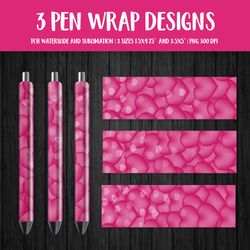Hot Pink Hearts Pen Wrap Design. Sublimation or Waterslide/ Valentines Pen PNG
