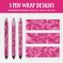 Hot Pink Hearts Pen Wrap Design. Waterslide or Sublimation. Valentines Day Pen Wrap PNG