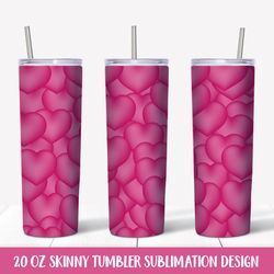hot pink hearts tumbler sublimation. valentines tumbler wrap