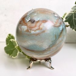 chrysoprase sphere 68 mm green stone ball chalcedony mineral sphere by uralmountansfinds
