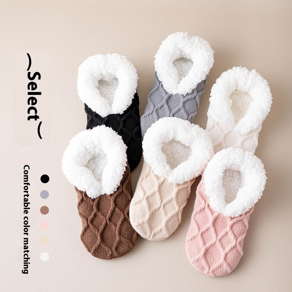 Winter Warm Short Cotton Slipper Socks Unisex Thicken Thermal Plush Home Floor Sock Soft Nonslip Gr 4