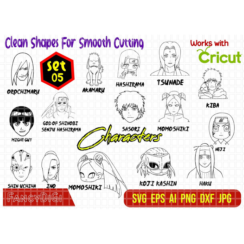 152 Naruto Characters SVG Bundle Naruto Vector Svg Anime Naruto SVG Bundle Kakashi Vector Uzumaki S 4