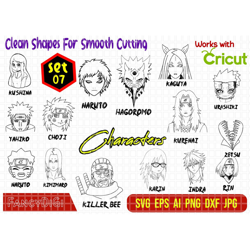 152 Naruto Characters SVG Bundle Naruto Vector Svg Anime Naruto SVG Bundle Kakashi Vector Uzumaki S 6