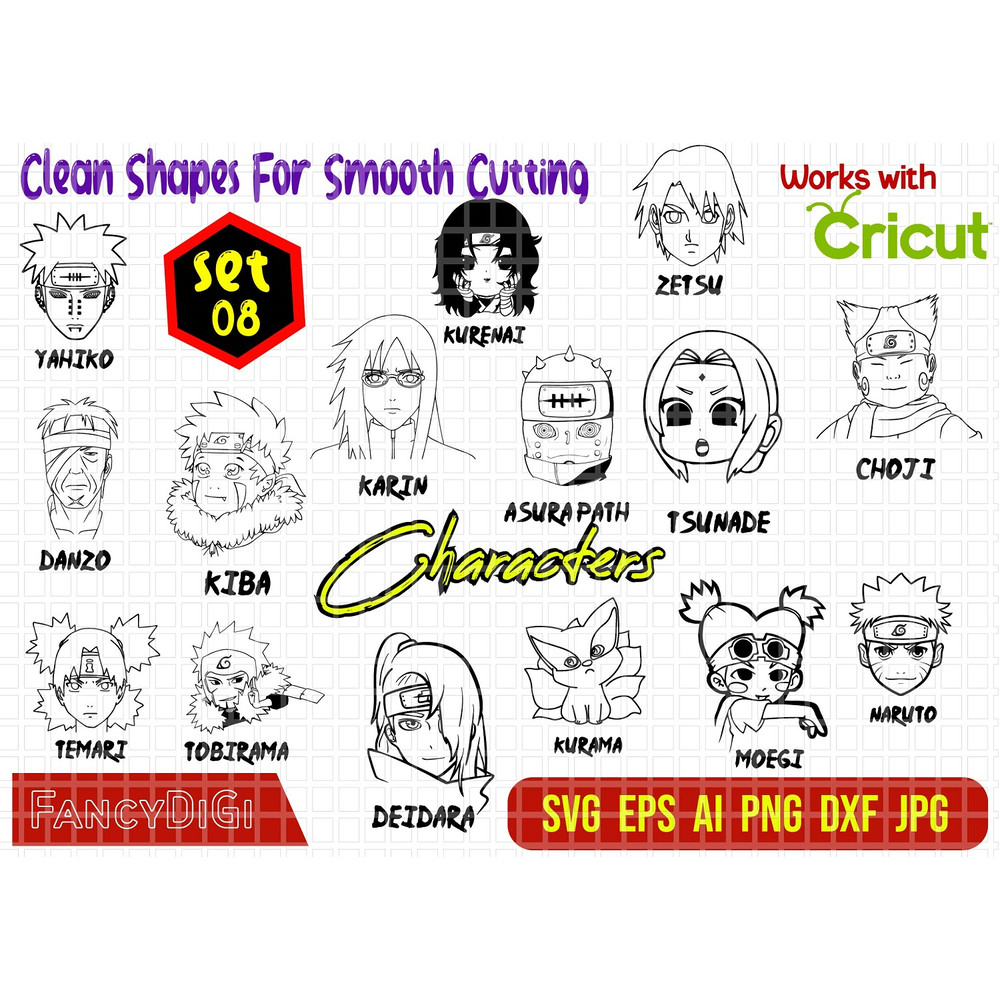 152 Naruto Characters SVG Bundle Naruto Vector Svg Anime Naruto SVG Bundle Kakashi Vector Uzumaki S 7