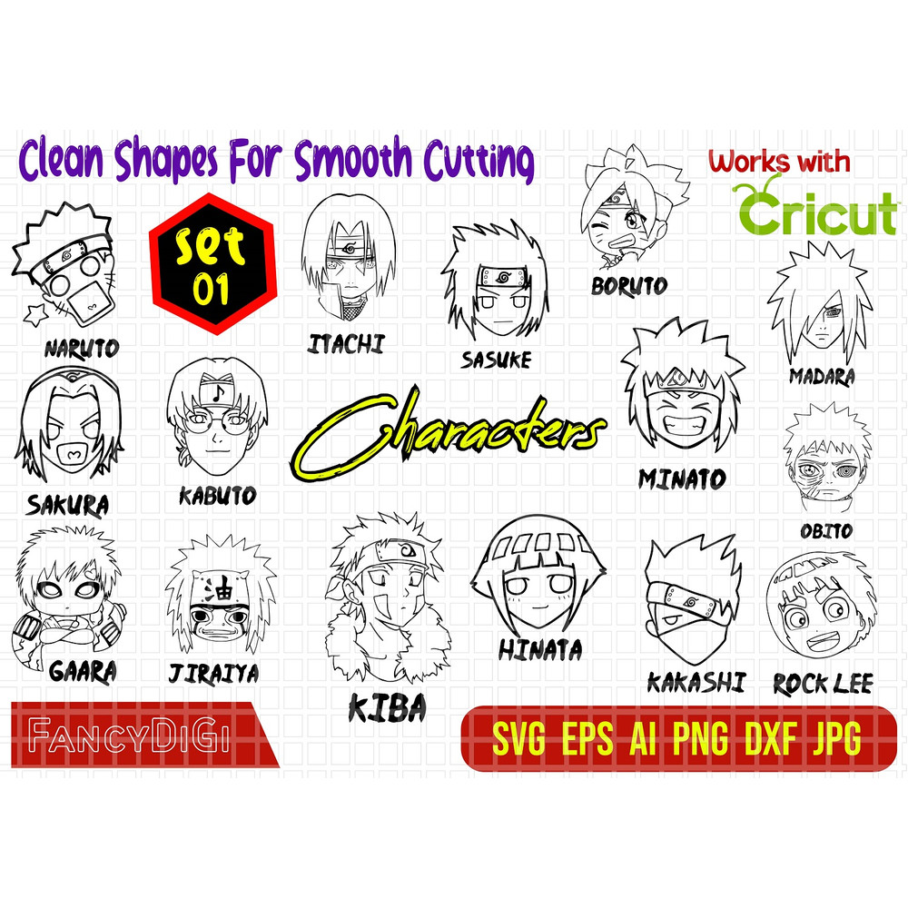 152 Naruto Characters SVG Bundle Naruto Vector Svg Anime Naruto SVG Bundle Kakashi Vector Uzumaki S 1