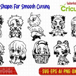 demon slayer chibi vector svg, demon slayer svg, chibi kimetsu no yaiba logo vector, tanjiro png svg, chibi anime svg