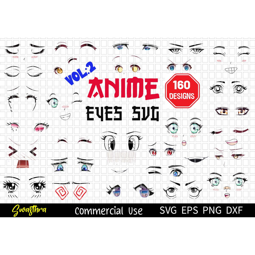 160 Anime Eyes SVG Cartoon Eyes SVG Comic Book Eyes Svg Bundle Googly Eyes Cartoon Eyes Emoji Face  0