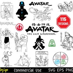 115 avatar the last airbender vector svg, avatar svg, chibi anime vector, aang png svg, comic svg bundle, 4 element svg