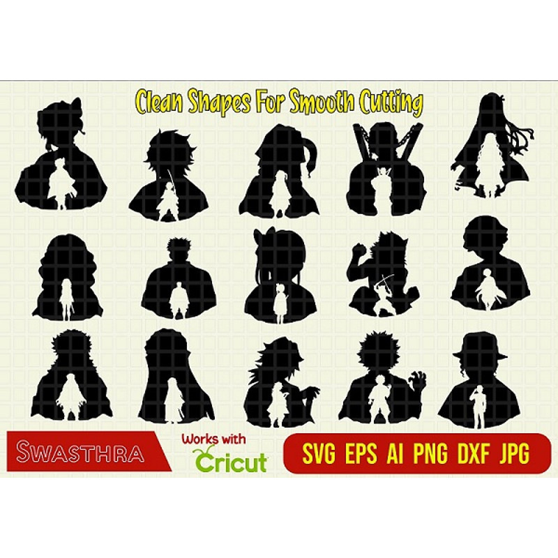 Demon Slayer Vector Silhouette SVG Demon Slayer SVG Chibi Kimetsu No Yaiba Vector Tanjiro Svg Chibi 0
