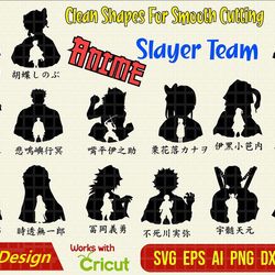 demon slayer vector silhouette svg, demon slayer svg, kimetsu no yaiba vector, tanjiro svg, chibi anime manga svg