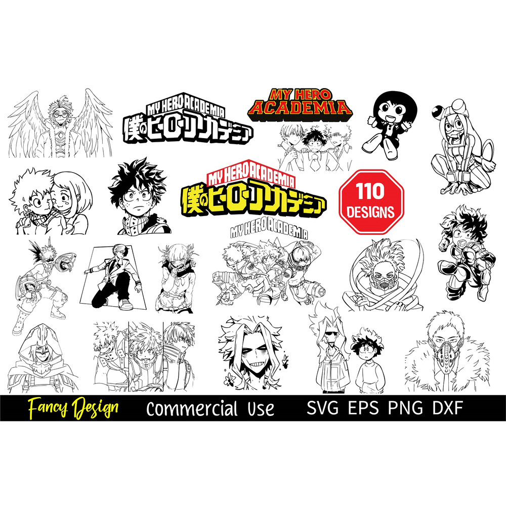 110 My Hero Academia Vector My Hero Academia MHA Anime Svg Bundle Deku Svg Izuku Midoriya Boku No H 0