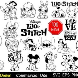 100 lilo & stitch svg bundle, disney vector, anime lilo character svg, chibi anime svg, disney's lilo & stitch vector