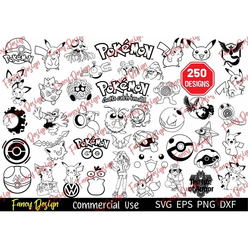 250 Pokemon SVG Bundle Pokemon Font Svg Pikachu Svg Pokemon Clipart Pokemon Png Pikachu Svg Pokemon 0