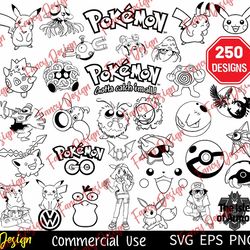 250 pokemon svg bundle, pokemon font svg, pikachu svg, pokemon clipart, pokemon png, pikachu svg, pokemon silhouette