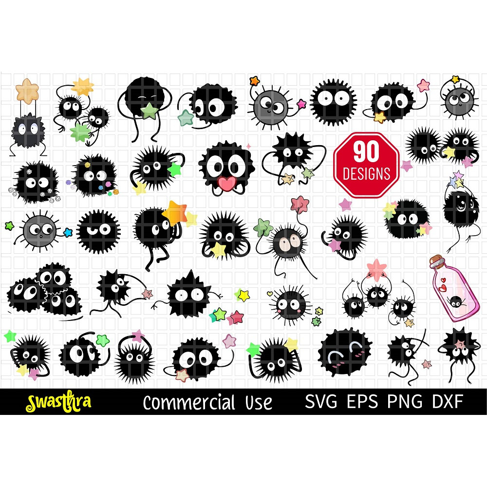 90 Soot Sprites SVG Black Soots Soot Sprites Vector Susuwatari SVG  Sprited Away Vector My Neighbor 0