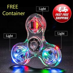 crystal luminous led light fidget spinner hand top spinners glow in dark, stress relief toys, gyroscope for adults kids