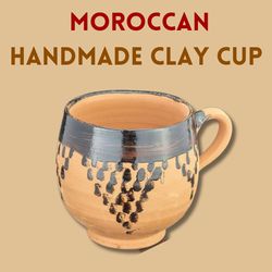 Moroccan Tar Painted Clay Cup: Handmade Traditional Art for Filtering Drinking