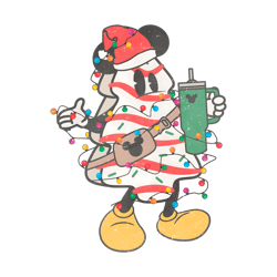 Retro Disney Christmas Tree Cake Tumbler PNG