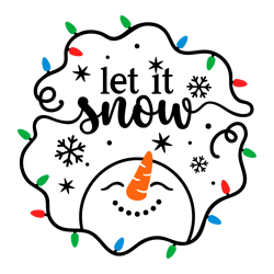 Let It Snow Cute Snowman Christmas Lights SVG