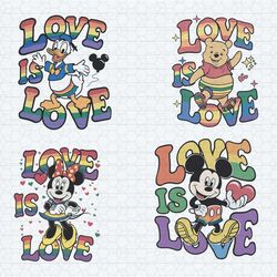 disney characters love is love svg bundle