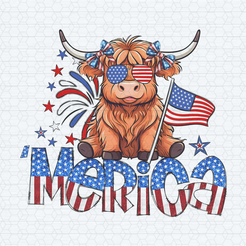 Retro Merica 4th Of July Highland Cow PNG.jpg