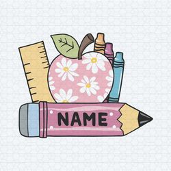 personalized name kids png, teacher png, groovy pencil png