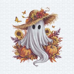 flowers and ghost halloween cute retro png