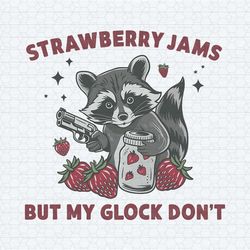 funny raccoon strawberry jams but my glock dont png