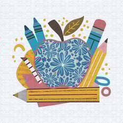 back to school blue and white floral school png