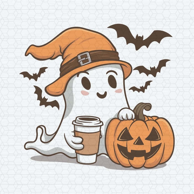 Cute ghost Halloween Coffee Bougie SVG.jpg
